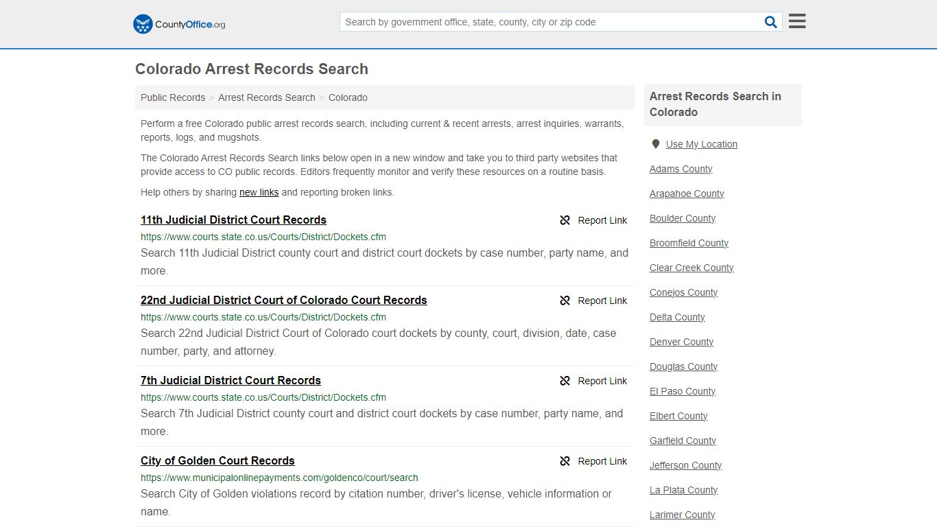 Arrest Records Search - Colorado (Arrests & Mugshots) - County Office